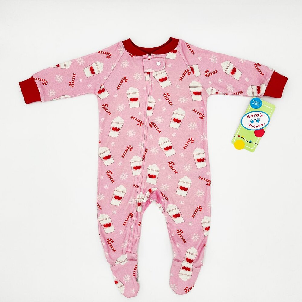 FALL NWT Sara’s Prints Footed Pajamas — Christmas Cocoa, Size 6M
